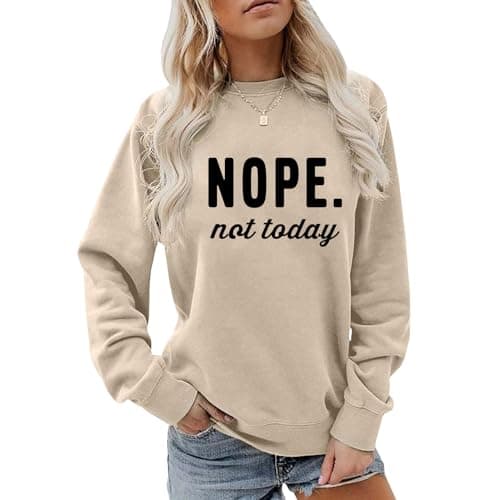 YITAN Women Graphic Cute Oversized Sweaters Funny Sweatshirts Apricot Medium