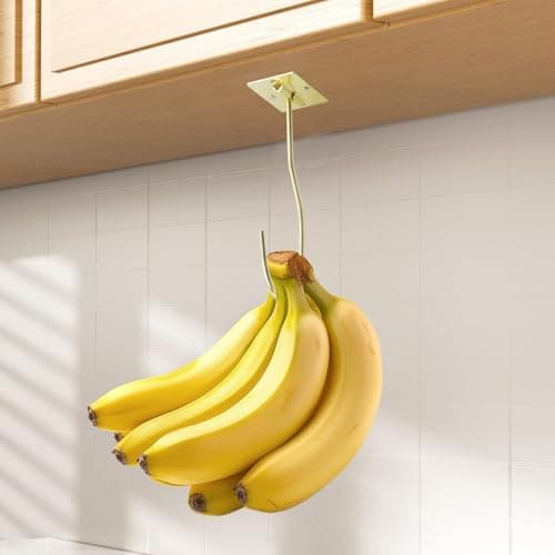 BJUTYEU Self-Adhesive Banana Hooks, Foldable Magnetic Hanger Under Cabinet, Sturdy Metal Banana Holder for Kitchen, Space-Saving Design to Keep Bananas Fresh 1 Pieces Gold