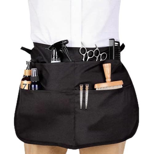 Hubaltuye 1 Pc Hair Stylist Apron, Hairstylist Aprons for Women, Apron for Hairstylist with 7 Pockets, Waterproof Bleach-proof Stylist Apron for Men Women, Barber Salon