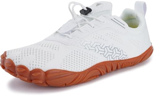 WHITIN Men's Zero Drop Trail Running Shoes Minimalist Barefoot Minimus Size 13.5 Wide Toe Box Gym Workout Fitness Walking Hiking White Gum 47