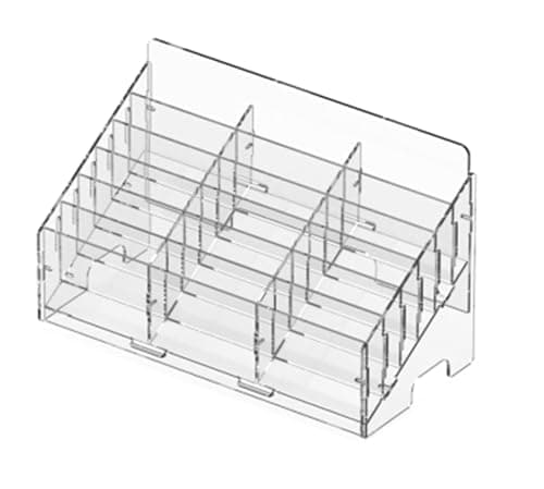 LumaGrove Acrylic Clear 12/18/20/24/30/40 Slots Cell Phone Holder Multiple Pocket Chart Desk Organizer, Multifunctional Storage Box Supplies(32x15x17cm/13x6x7in)
