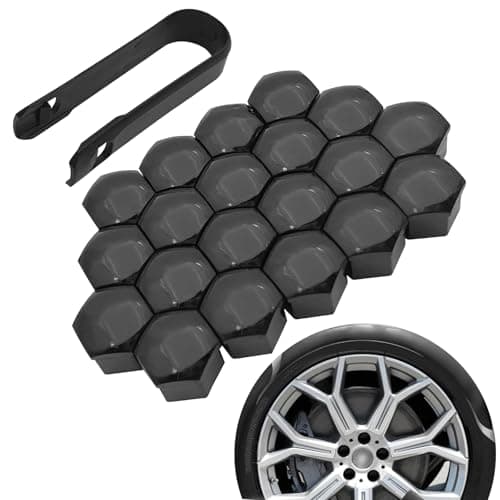 Zigeiya 20 PCS Wheel Nut Caps, Scratch-resistant Wheel Lug Nut Covers, 21MM Tire Bolt Caps with Removal Tool, Universal Tire Decorative Accessories for Most Cars, SUVs, Trucks (Black)