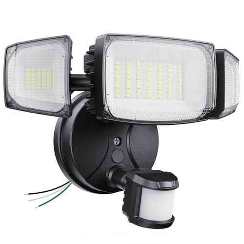 Olafus 80W Motion Sensor Outdoor Lights, 8000LM Hardwired Motion Flood Light Dusk to Dawn, IP65 Waterproof LED Security Floodlights, 6500K Motion Detector Lights for Outside, Black
