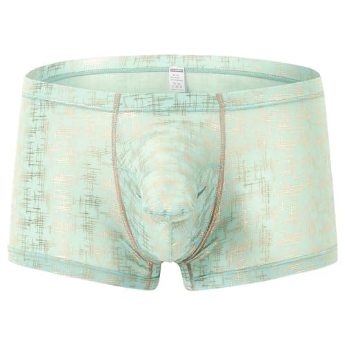 ZAIGGUT Mens Boxer Briefs Ice Silk Bulge Enhancing Underwear Green 3XL
