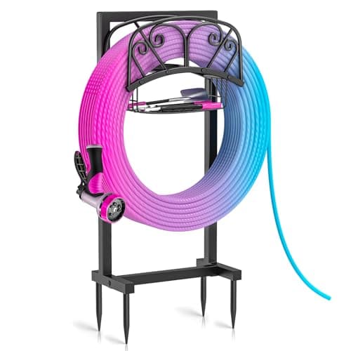 DAYSUP Garden Hose Holder for Outside, Metal Freestanding Hose Rack