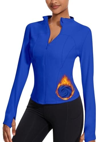 VUTRU Women's Fleece Workout Jacket Zip Up Athletic Jacket Sports Lightweight Track Yoga Cropped Athletic Jacekts (Klein Blue,XL)