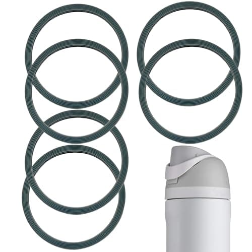 Dakexiong 6 Pcs Silicone Lid Seal O Ring Sealing Gaskets Replacement Parts for Owala FreeSip, Rubber Lid Gasket Replacement Bottle Accessories Compatible with Owala, Gray