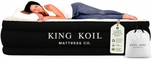 King Koil Air Mattress Queen with Built-in Pump, 20” Raised Airbed