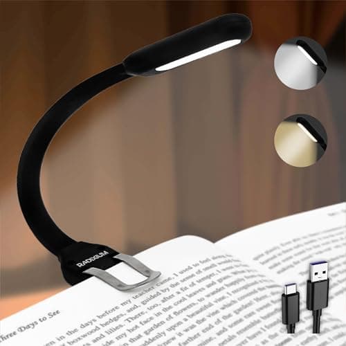 somisgarden Rechargeable Book Light for Reading in Bed, 4 Color Temperatures Eye-Caring LED, Portable Clip On Reading Light with Magnetic Base, Hands-Free for Travel, Night Reading (Black)