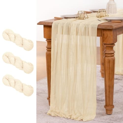 MLMW Beige Cheesecloth Table Runner Boho Cheese Cloth Gauze Table Runners