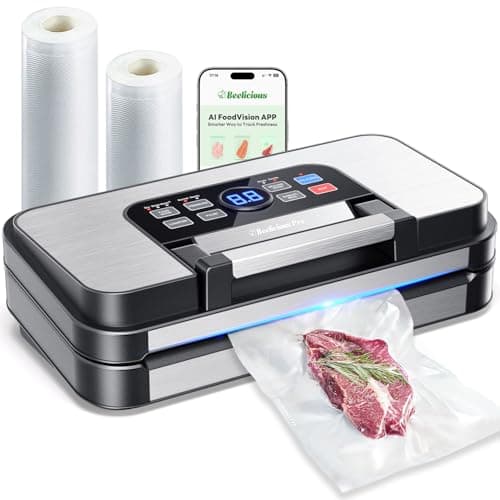 95Kpa Precision Pro Vacuum Sealer, with Double Heat Seal & Dual-Pump for Dry/Moist Food, 2X Strength, Food Vacuum Sealer Machine with Easy-Lock Handle, Built-in Cutter & Bag Storage, Stainless Steel