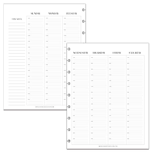 BetterNote UNDATED HOURLY Calendar Inserts 9-Disc Planner MEDIUM 9MD6MO