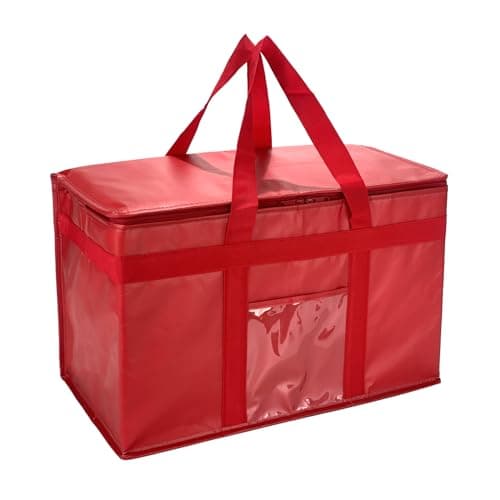 Yalin XXXL Large Insulated Cooler Bag, Styrofoam Cooler of Keep Food Hot or Cold, Reusable Double Zipper Food Delivery Bag for Grocery Shopping, 23" W x 15" H x 14" D (Red, XXL (Pro))