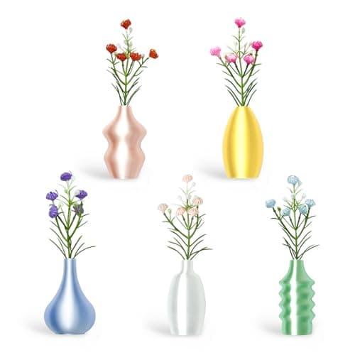 5PCS Magnetic Mini Vase Set, Adorable Tiny Flower Pot Magnets for Fridge Office Locker, Funny Bud Vases for Refrigerator Decor, Cute Kitchen Accessories, Unique Gift for Plant Lovers