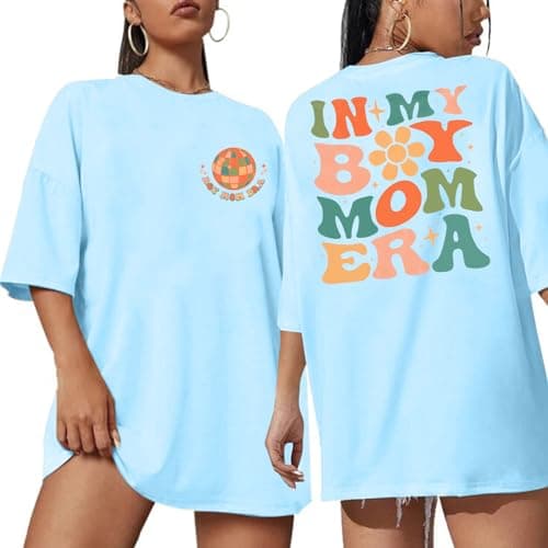 Boy Mom Shirts Mama Tops : Women Oversized Mama Graphic Tees Mom Tshirt Tops