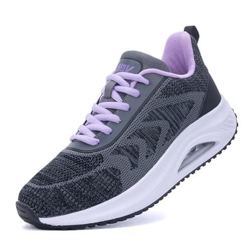 IIV Women's Walking Shoes | Arch Support Orthotic Tennis Shoes | Plantar Fasciitis Sneakers for Pain Relief GreyPurple Size 7.5