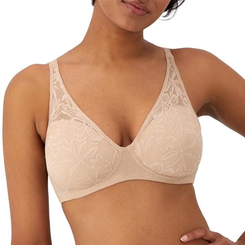 Bali Women's Breathe Modal T-Shirt Bra, Breathable Wireless Bra, Full-Coverage Convertible Bra Almond