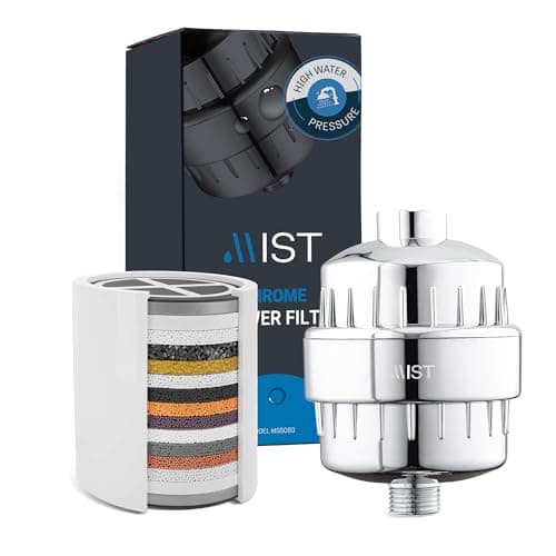 Mist Shower Filter for Hard Water Improves Skin, Hair, and Nails - High Output Shower Head Filter Softens Water and Removes Chlorine and Heavy Metals, Chrome