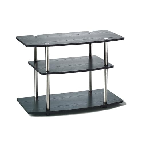 Convenience Concepts Designs2Go No Tools 3-Tier TV Stand 31.5" - Entertainment Center for TVs up to 37 Inches, Modern TV Console with Shelves for Living Room, Family Room, Black