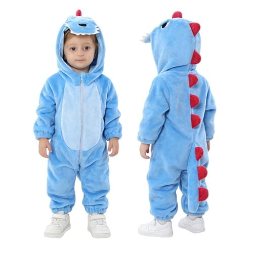 Toddler Dinosaur Costume, Baby Hooded Animal Romper Jumpsuit for Dress Up