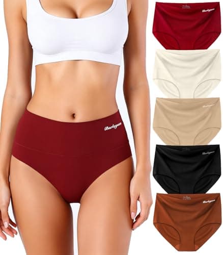 BARLEYUSA Womens Underwear Seamless High Waisted Silky Stretch Briefs No Show Breathable Full Coverage Ladies Panties 5 Pack