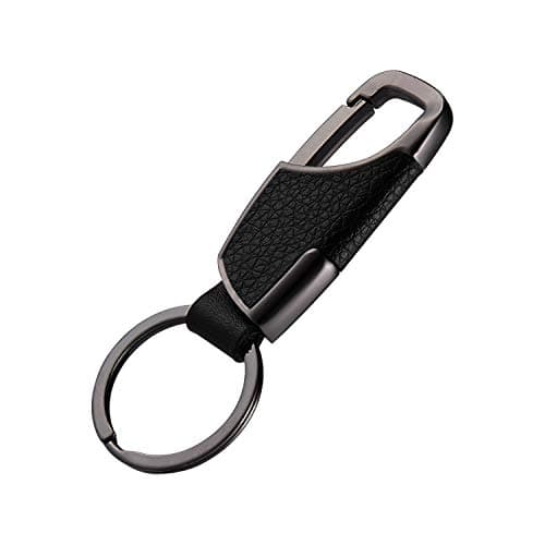 BAKUN Premium Handmade Car Leather Valet Keychain Key Organizer For Men Women, Home Key Chain Key Ring Key Holder(Black-Silver)