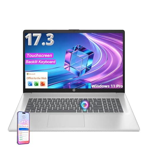 HP 17.3-inch Touchscreen Business Laptop 2026 - AMD Ryzen 5 7430U, 20GB RAM, 512GB SSD, Backlit Keyboard, Large AntiGlare Display, Windows 11 Pro, Ideal for Office & Students, Bundle AI Voice Recorder