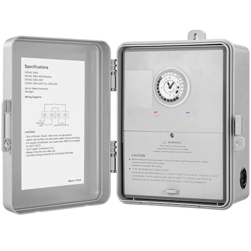 SURAIELEC Mechanical Pool Timer, 40AMP 240V 3HP, 24-Hour Heavy Duty Timer
