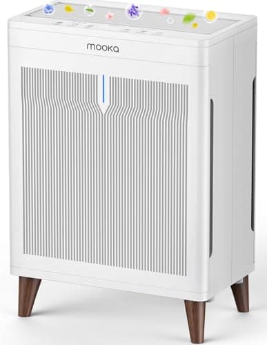 MOOKA Air Purifiers for Home Bedroom Large Room 3000 Ft², Double-Sided HEPA Air Cleaner with Washable Pre-Filter, PM2.5 Air Quality Monitor, Auto Mode, 20dB Air Filter for Pets Hair Odor Dust, HKB320F