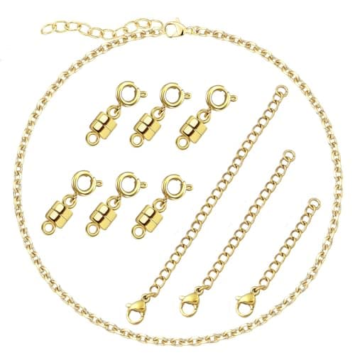 HOLAILS 6Pcs14k Magnetic Necklace Clasp 1Pcs gold necklaces for women+3 Pcs 18k necklace extender+Dainty Gold Necklace For Women Sets Includes best Jewelry Addition