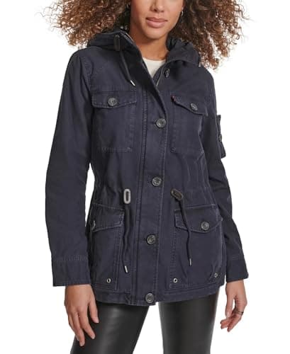 Levi's Women's Cotton Four Pocket Hooded Field Jacket, Navy, XS