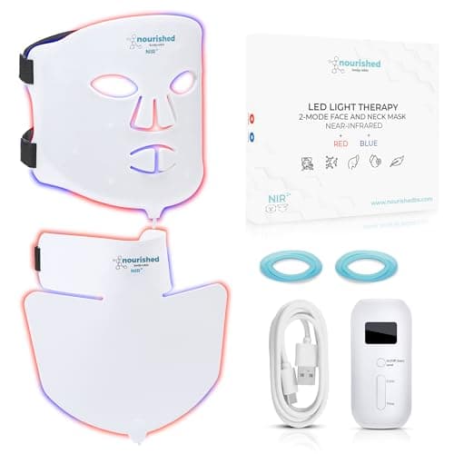 Nourished Bodynskin LED Face and Neck Mask with Near-Infrared - Blue, Red Light Therapy for Face - 228 LEDs - Skincare Tool for Wrinkles, Anti-Aging