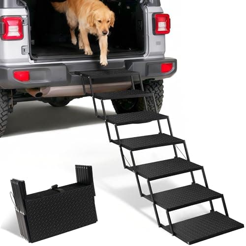 Foldable Dog Steps for Large Truck - 7-Step Tallest, Heavy-Duty