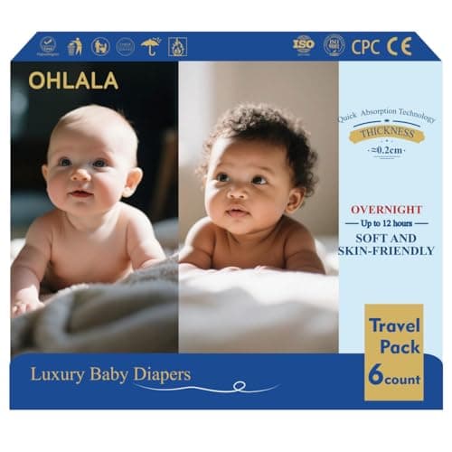 OHLALA Luxury Diapers Size 4 Skin-Friendly & Leakproof | Hypoallergenic | Fragrance-Free | Lightweight | Travel Pack 6 Count | 22-37 lbs
