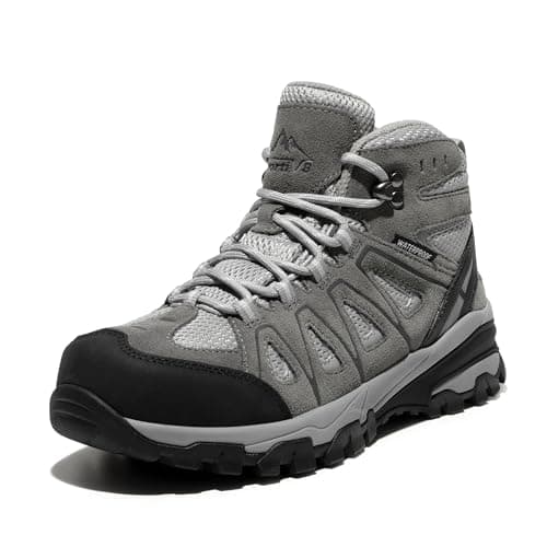 NORTIV 8 Women's Waterproof Hiking Boots Outdoor Trekking Camping Trail Hiking Boot Seeker,Size 6.5,Light Grey,Seeker