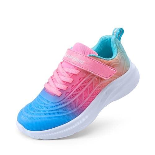DREAM PAIRS Girls Shoes Kids Tennis Sparkle Ease Running Athletic Lightweight Sneakers for Little/Big Kids Toddler,Size 5 Toddler,Blue/Hot Pink/Green,SDRS2411K