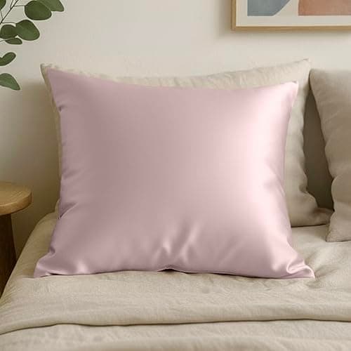 Mellanni Pure Silk Throw Pillowcase - Perfect for Hair and Skin, Preventing Wrinkles - Easy Care - Naturally Cooling Silk Pillow Cover with Hidden Zipper (Throw, Pink)