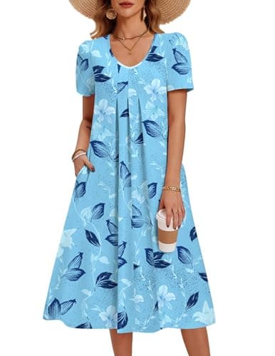 Zeagoo Summer Dress for Women Casual Floral Midi Sundress with Pockets 2XL