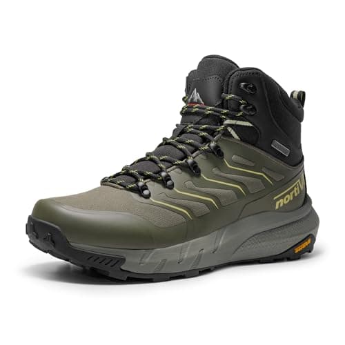 NORTIV 8 Men's Lightweight Hiking Boots Waterproof Breathable Outdoor Trekking Camping Ankle Boots Fern,Size 14,Olive,NMUMHB2502