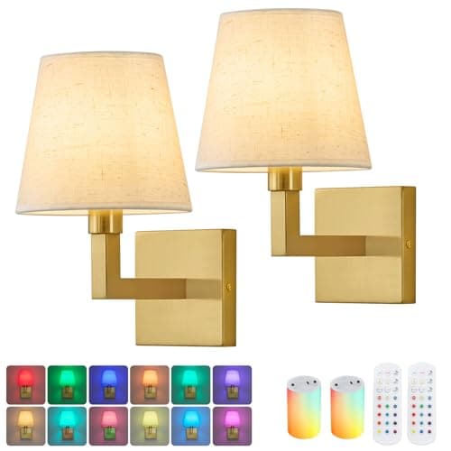 Battery Operated Wall Sconce with 10000mAh Detachable Rechargeable Bulbs, Wireless Wall Sconces Set of Two with Remote, 3 CCT & 12 RGB Dimmable Wall Sconces Battery Operated for Bedroom,Living Room