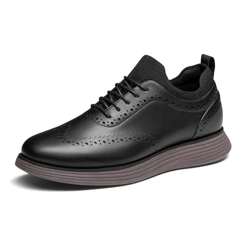Bruno Marc Men's MaxFlex Dress Sneakers Oxfords Casual Wingtip Brogue Shoes,Size 8.5,Black/Coffee,SBOX2326M