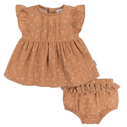 Gerber Baby Girls 2 Piece Dress and Diaper Cover Set, Ditsy Floral, 18 Months