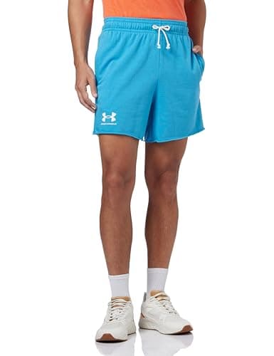 Under Armour Men's Rival Terry 6-inch Shorts, Ether Blue/ Oxyx White, XXL
