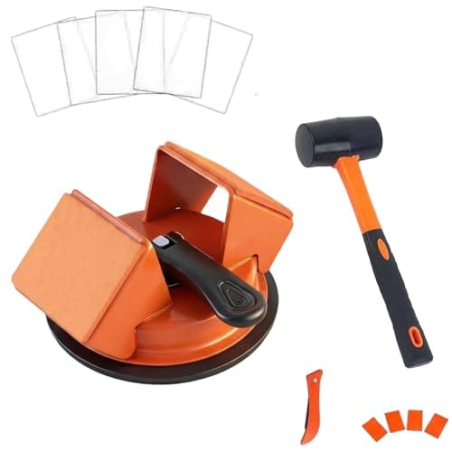 Floor Gap Fixer Tool, Fix Laminate LVP & Vinyl Plank Floor Gaps Without Contractor, Heavy Duty 45° Double-Sided Strike, 5-in-1 Complete Kit with Silicone Suction Cup, Rubber Mallet & Slot Cutter