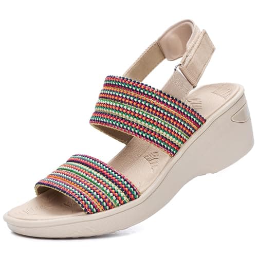 BEMIRO Women’s Walking Wedge Sandals with Arch Support Multicolor 11