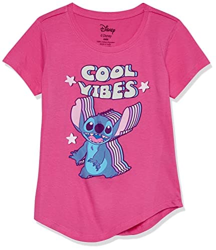 Disney Girls Lilo & Stitch Toddler 4-16 T-Shirt, Hot Pink (G4-16), 7-8 US