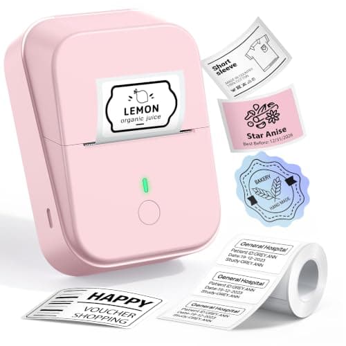 ETIKEZ PM260 Label Maker Machine, 2 Inch Label Maker Bluetooth Label Printer, Inkless Portable Labeler with Smart AI APP for Home, Kitchen, School, Office Organization, Pink