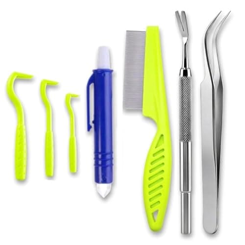 Evollax Tick Removal Tool – 7 Pack Tick Remover Tool for Humans and Pets | Tick Removal Kit Includes Tick Tweezers & Tick Comb for Dogs | Tick Prevention for Dogs and Cats Safely Removes Entire Tick