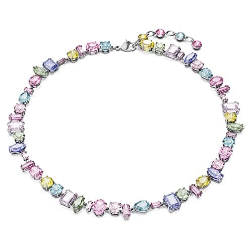 Swarovski Gema Necklace, Mixed cuts, Multicolored, Rhodium Finish