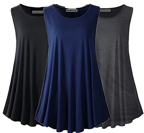 Sepi Meli & Co. Women’s Plus Size Casual Tunic Top – Soft Lightweight Color Block Tee for Work, Travel & Everyday Comfort (Navy/Black/Grey, Large)